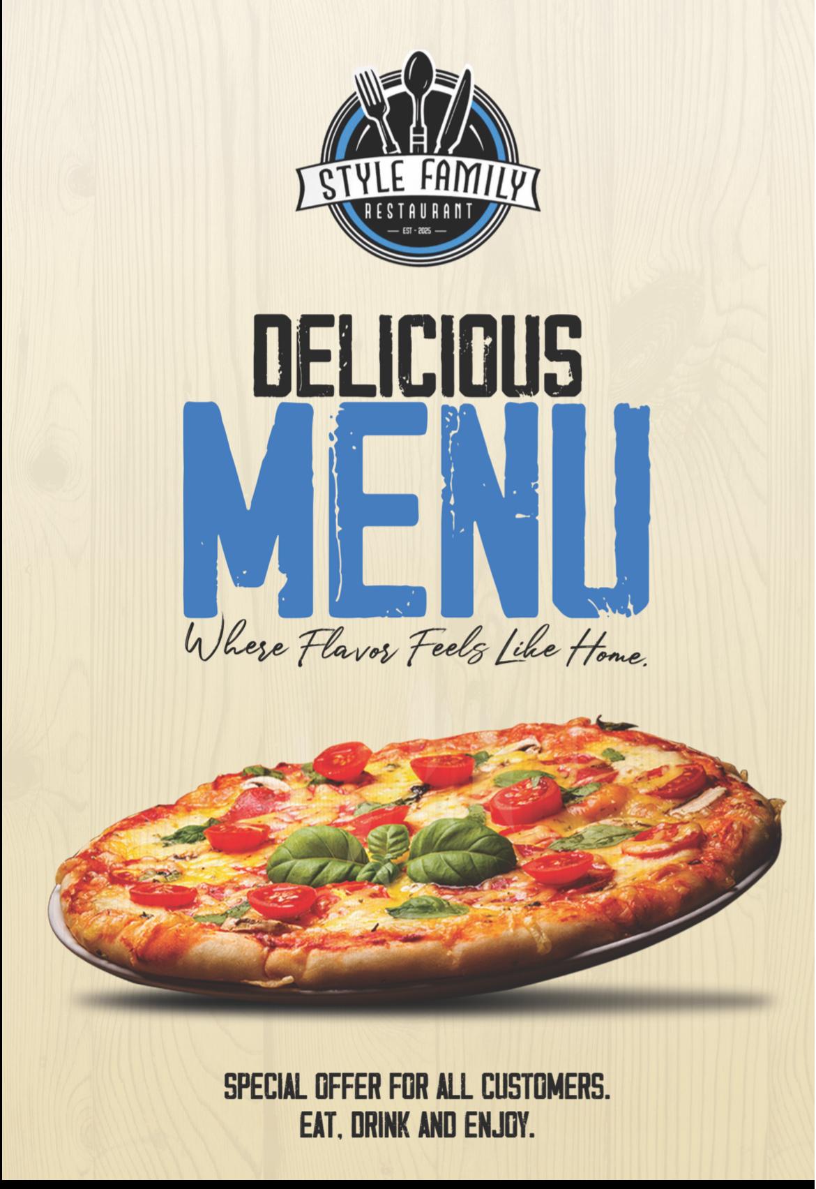 Style Family Restaurant Menu Cover