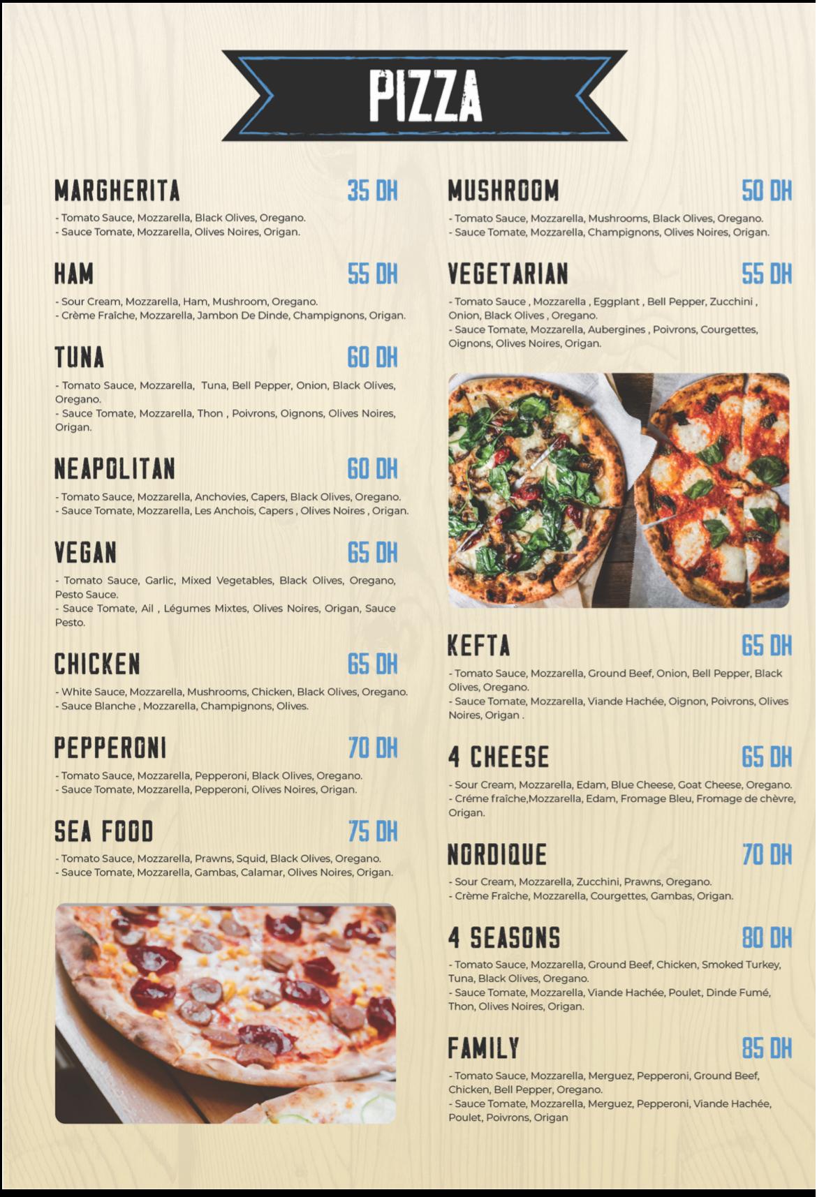 Pizza Menu
